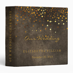 Black Gold Glitter Faux Foil Confetti Personalize Binder