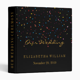 Black Gold Glitter Faux Foil Confetti Personalize Binder