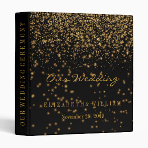 Black Gold Glitter Faux Foil Confetti Personalize Binder
