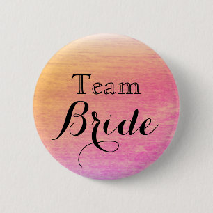 Black Gold Glitter Faux Foil Wedding Team Bride 2 Inch Round Button