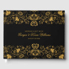 Black & Gold Glitter Floral Lace Border