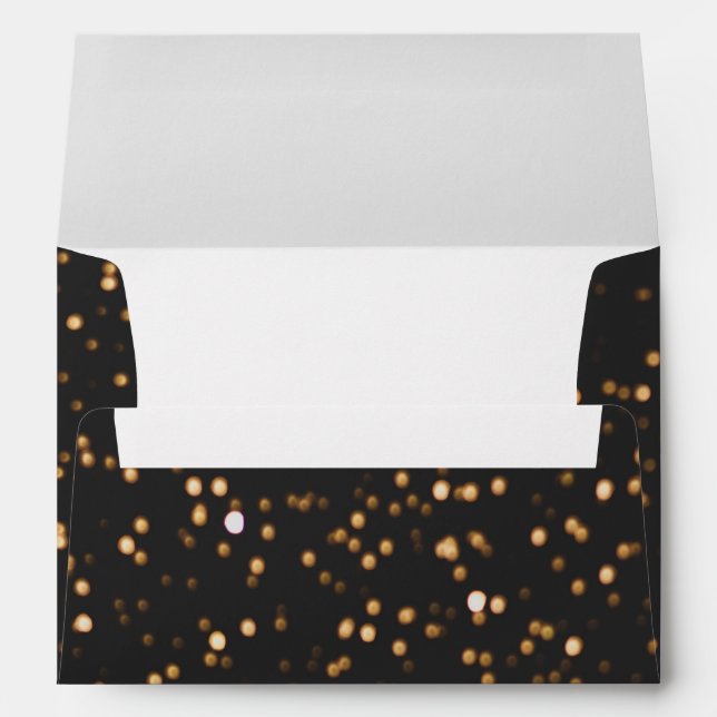 Black Gold Glitter Foil Confetti Elegant Sparkles  Envelope (Back (Bottom))