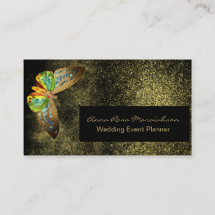 *~* Black Gold Glitter Gilded Butterfly Chic Girly Business Card