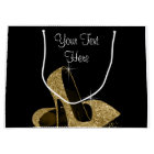 Black Gold Glitter High Heel Shoes