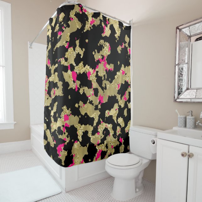 Black Gold Glitter Hot Pink Abstract Peeling Glam (In Situ)