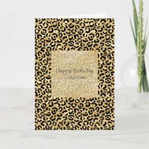 Black Gold Glitter Leopard Print  Card