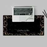 Black & Gold Glitter Marble Calligraphy Logo Lux Desk Mat<br><div class="desc">Bring a touch of sophistication to your workspace with this elegant black and gold glitter marble desk mat,  featuring faux gold colours,  marble background,  as well as space for your name or business name. Use this stylish office desk mat for your small business,  company office or your home desk.</div>