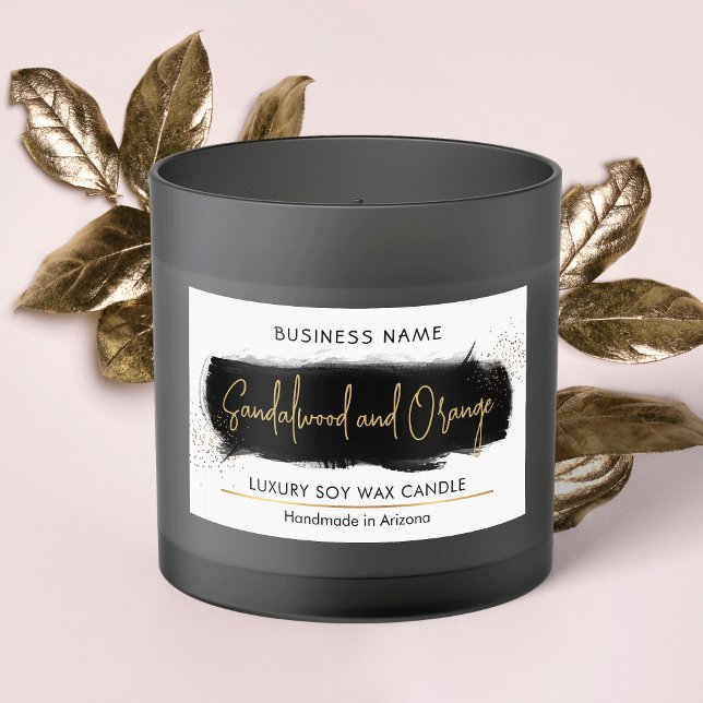 Black & Gold Glitter Modern Candle Packaging Sticker (Creator Uploaded)