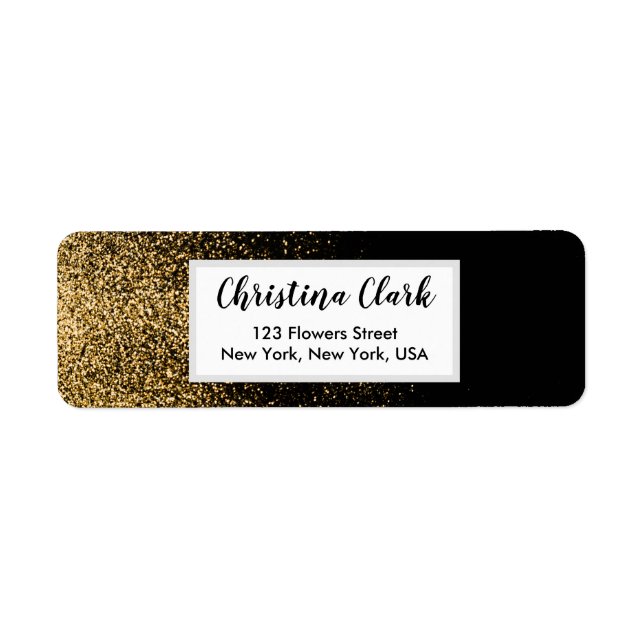 Black Gold Glitter Personalized Custom Address (Front)