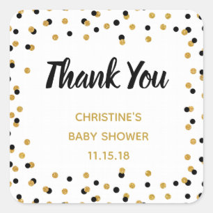 Black Gold Glitter Personalized Favour Tags