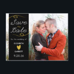 Black / Gold Glitter Save the Date Photo Postcard<br><div class="desc">Black / Gold Glitter Save the Date Photo Postcard</div>