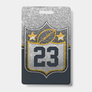 Black & Gold Glitter School Football Team Sports Badge