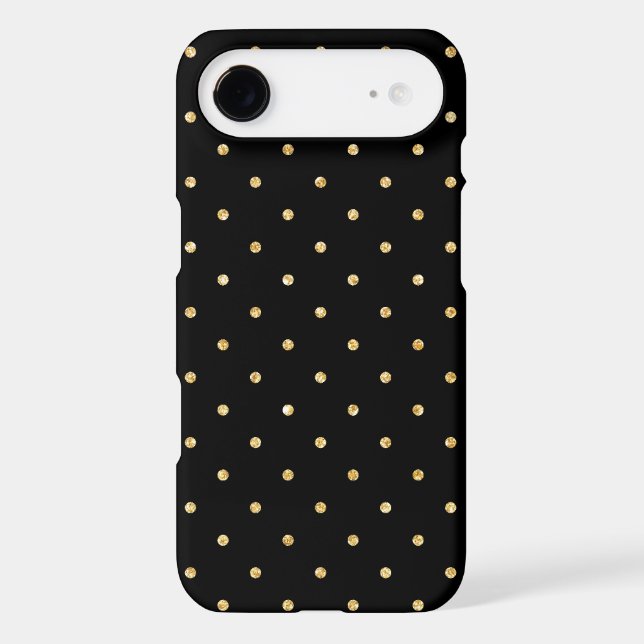 Black Gold Glitter Small Polka Dots Pattern Case-Mate iPhone Case (Back)