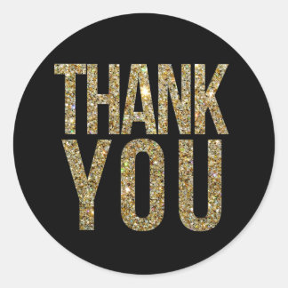 Black & Gold Glitter Thank You Wedding Sticker