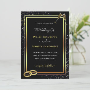 Black Gold Glitter Wedding Invitation Template
