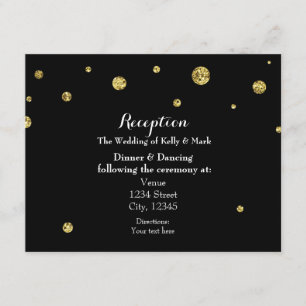 Black & Gold Glitter Wedding Reception Card