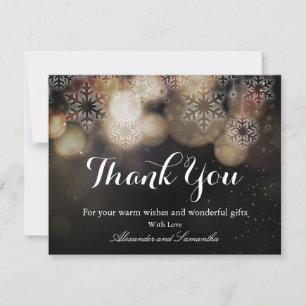 Black & Gold Glitter Winter Snowflake thank you