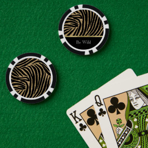 Black Gold Glitter Zebra   Poker Chips