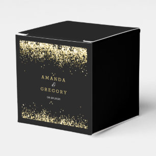 Black Gold Glittering Wedding Favour Box