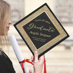 Black Gold Glitters Modern Stylish Class of 2024 Graduation Cap Topper<br><div class="desc">Black Gold Glitters Modern Stylish Class of 2024 Graduate Script Graduation Hat. For further customization,  please use our design tool to modify this template.</div>