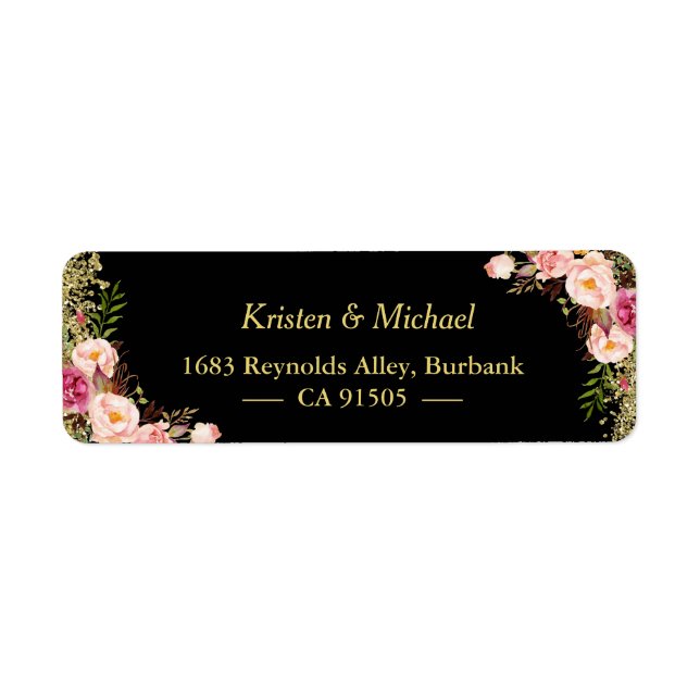 Black Gold Glitters Pink Floral (Front)