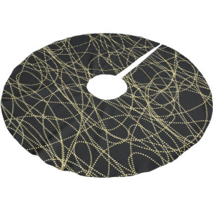 Black Gold Glitzy Abstract Christmas Brushed Polyester Tree Skirt