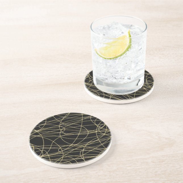 Black Gold Glitzy Abstract Coaster (Side)