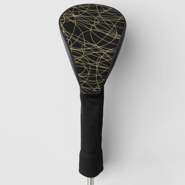 Black Gold Glitzy Abstract Golf Head Cover (Front)
