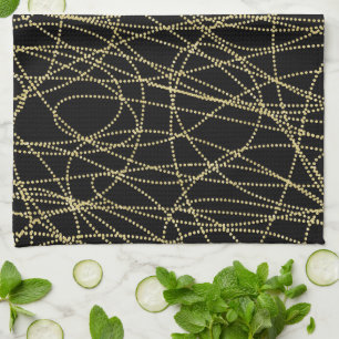 Black Gold Glitzy Abstract Kitchen Towel