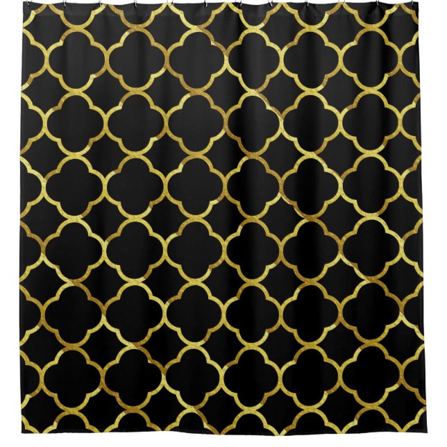 Black Gold Golden Quatrefoil Patterns Elegant Cool (Front)