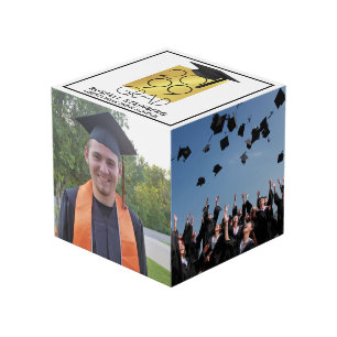 Black & Gold GRAD 4-Photo Keepsake Cube