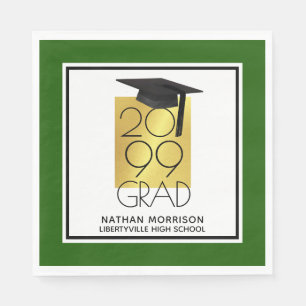 Black & Gold GRAD   Editable Green   Graduation Napkin