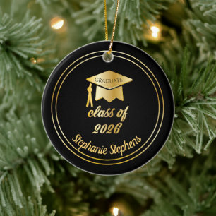 Black Gold Graduate Cap Graduation 2022 Photo  Ceramic Ornament