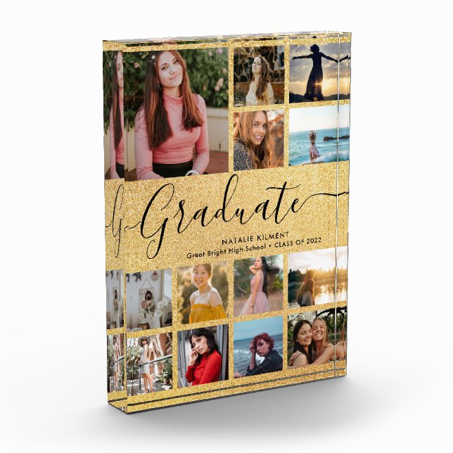 Black Gold Graduate Collage Graduation Photo Block (Left)