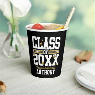 Black Gold Graduating Class Year Paper Cups