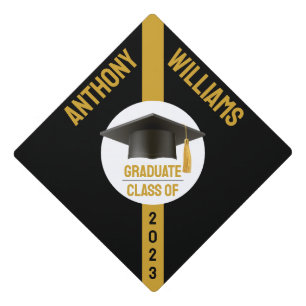 Black Gold Graduation Cap Topper