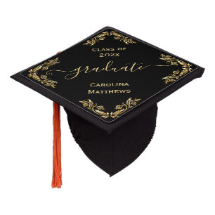Black Gold Graduation Cap Topper
