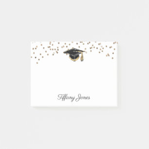 Black & Gold Graduation Cap with Gold Glitter Post-it Notes
