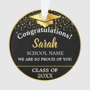 Black & Gold Graduation Custom Class Of 2024 Ornament