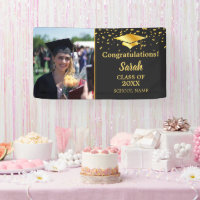 Black & Gold Graduation Custom Photo Class Of 2025