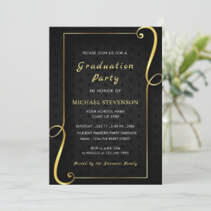 Black Gold Graduation Invitation Template