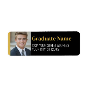 Black Gold Graduation Photo Adresse de retour