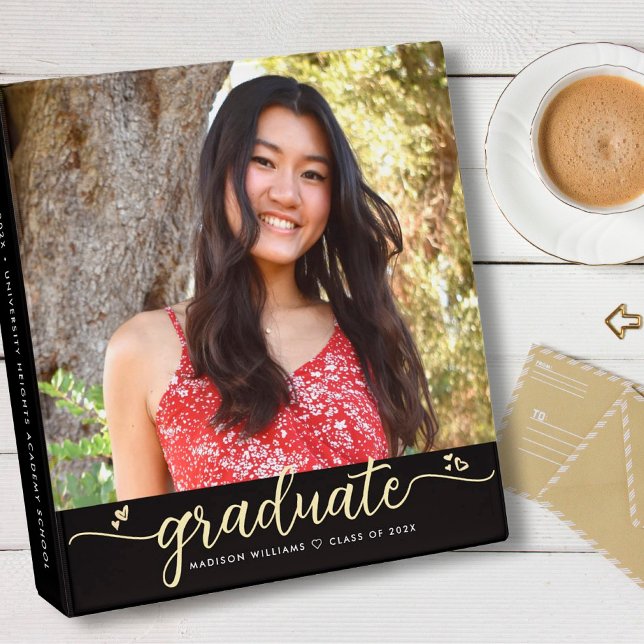 Black Gold Graduation Photo Album Script Hearts Binder (Creator Uploaded)