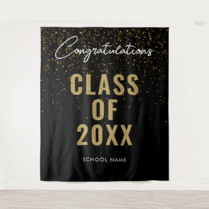 Black Gold Graduation Photo Booth Backdrop Tapestry