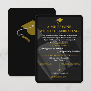 Black Gold Graduation RSVP Response Card