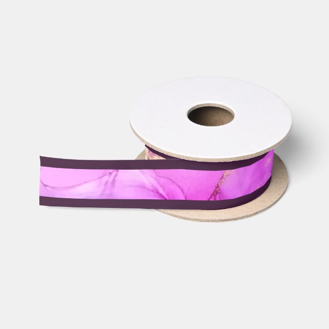 Black Gold Grape Purple Border Ribbon Satin Ribbon (Spool)