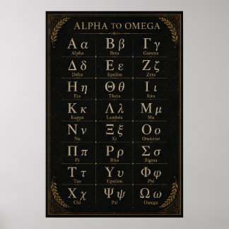 Black Gold Greek Alphabet Academic Library Chart
