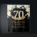 Black Gold Greenery Floral 70th birthday backdrop Tapestry<br><div class="desc">Black and Gold Greenery Floral 70th birthday backdrop,  Contact me for matching items or for customization,  Blush Roses ©</div>