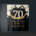 Black Gold Greenery Floral 70th birthday backdrop Tapestry<br><div class="desc">Black and Gold Greenery Floral 70th birthday backdrop,  Contact me for matching items or for customization,  Blush Roses ©</div>