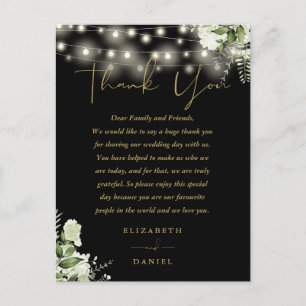 Black Gold Greenery Thank You Wedding Place Card